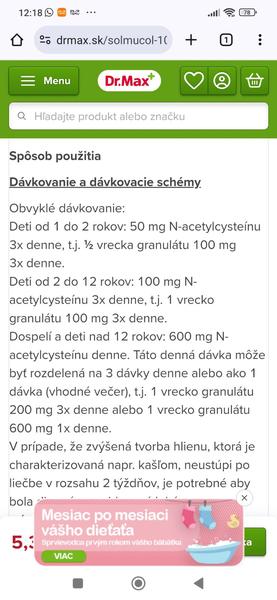 Ako správne dávkovať Solmucol pre 4-ročné dieťa?