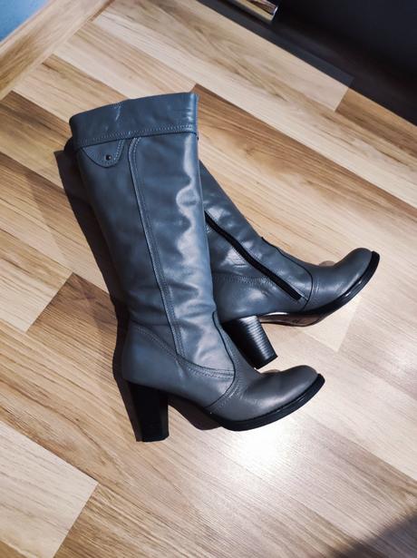 Sivé čižmy pravá koža, 37