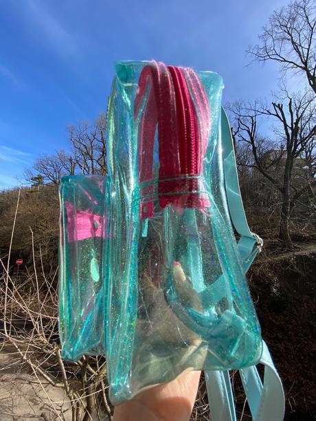 Detský priesvitný ruksak s trblietkami, 