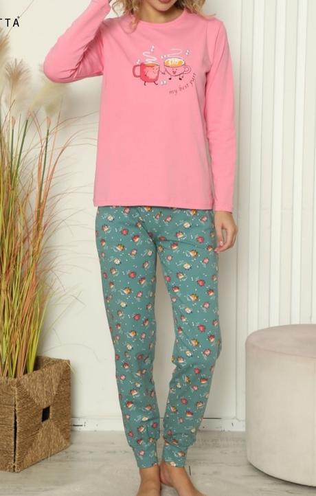 Dámske bavlnené pyžamo s kávou, l / m / s / xl