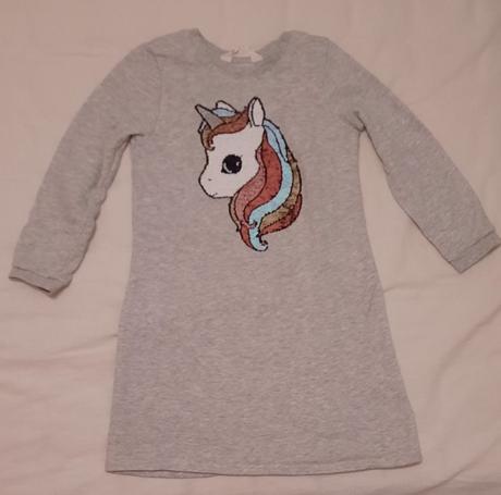 Mikinove šaty jednorožec 110/116, h&m,116