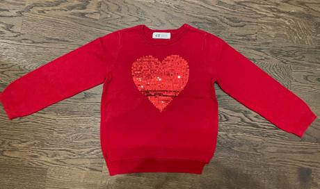 Pulover s flitrovým srdiečkom, h&m,104