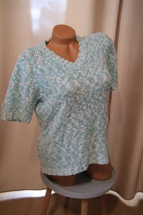 Zeleno biely pletený sveter, l/xl, l