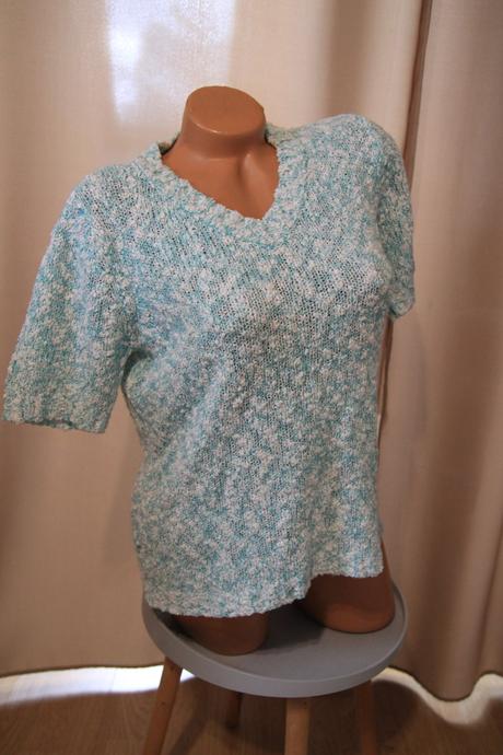 Zeleno biely pletený sveter, l/xl, l