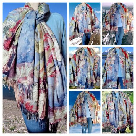 Luxusný kašmírový šál olejomaľba vincent van gogh,