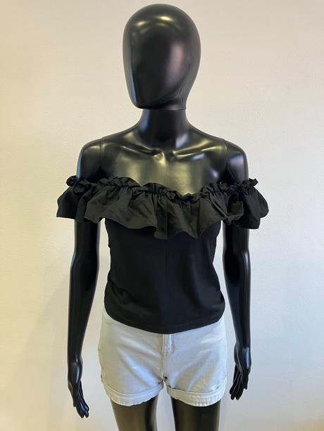 Dámsky top s volánom čierny skue (l), l