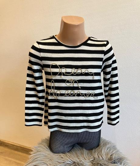 Dievčenský pásikavý sveter s nápisom h&m (2-4 r.), h&m,98