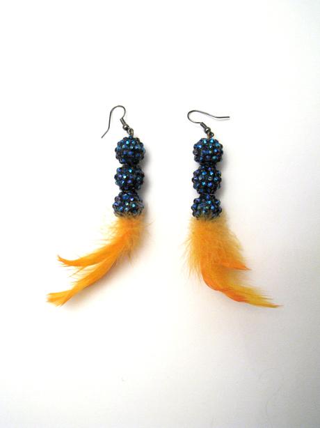 Náušnice oranžové pierka, 
