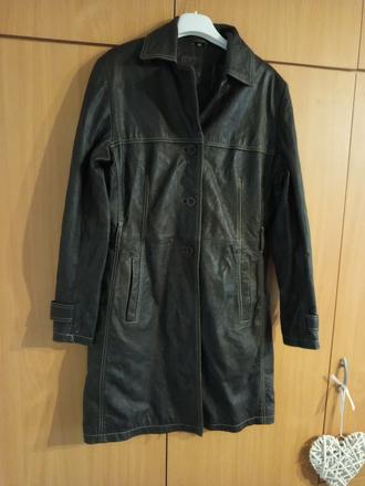 Kožený hnedý kabat, 40