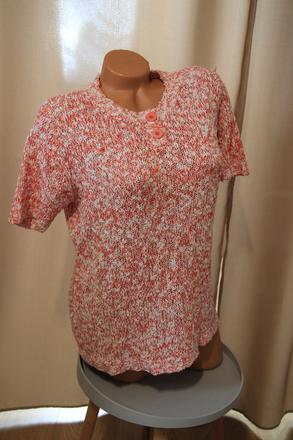 Červeno biely pletený sveter, l/xl, l