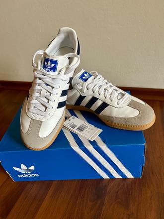 Kožení tenisky adidas samba og č.40 modré pruhy, adidas,40
