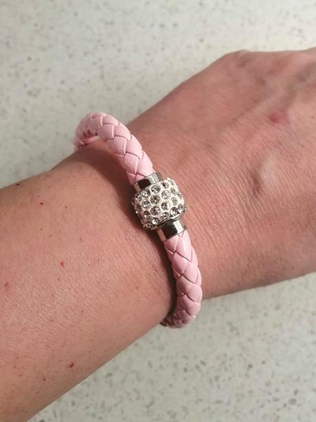 Dámsky náramok z umelej kože, ružový, 