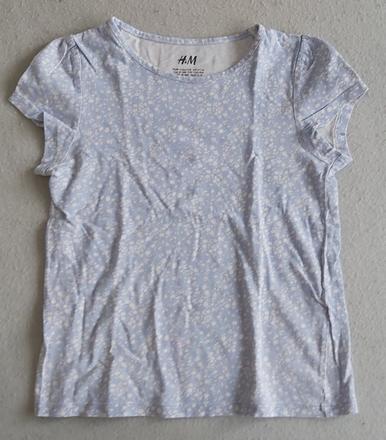 Tričko modré s bielymi kvietkami h&m 110/116, h&m,110