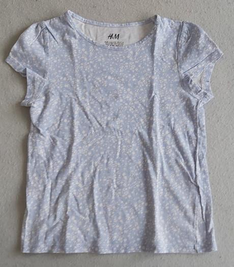 Tričko modré s bielymi kvietkami h&m 110/116, h&m,110