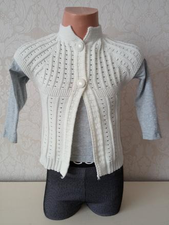 Maslový pletený sveter s krátkym rukávom, 86