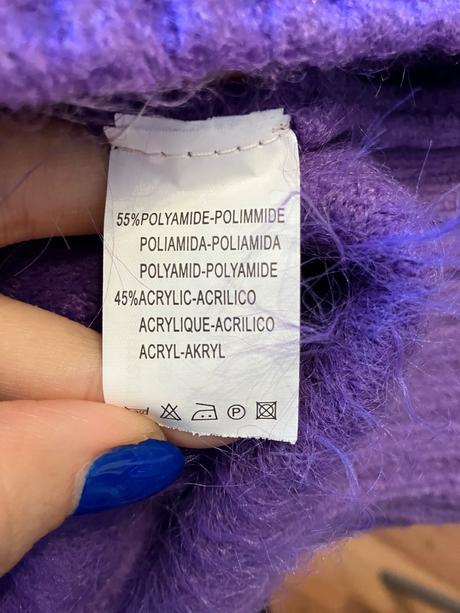 Dámsky huňatý sveter fialový l/xl, l / xl