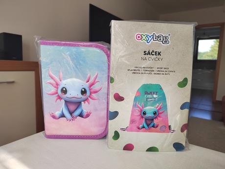 Školská aktovka oxybag - axelotl + peračník,vrecko,