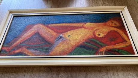 Starý obraz akt 31x 65 cm, 
