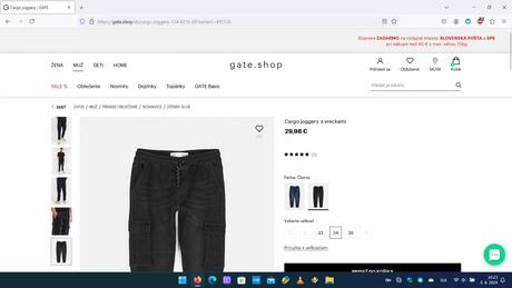 Riflové kapsáče, riflové joggery, gate,34