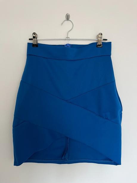 Modrá elegantná obtiahnutá priliehavá mini sukňa, gate,s