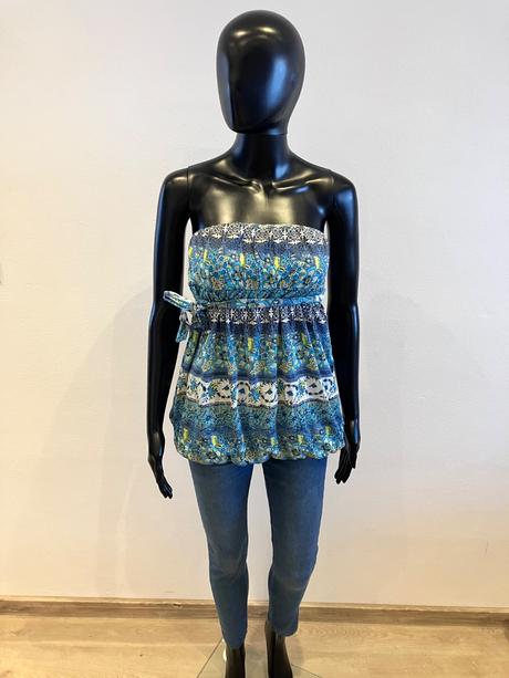 Dámske modré vzorované letné tričko (m), piazza italia,m