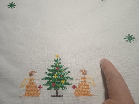 Retro vyšívaný obrus, vianoce,