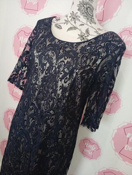 Čipkované modré šaty elena botega, 42