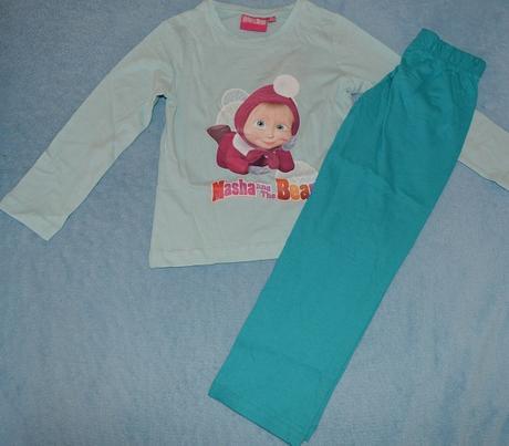 Pyžamo dlhé dievčenské máša a medveď modré, 128