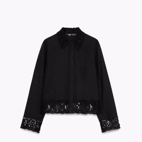 Zara - košeľa s háčkovanou aplikáciou, zara,s