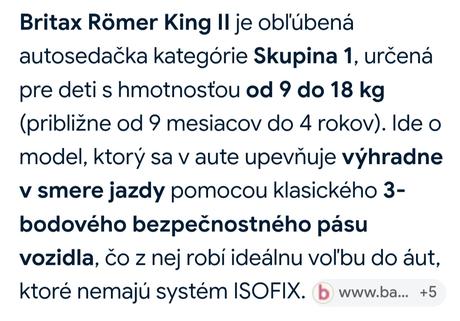 Autosedačka britax römer king 2, britax