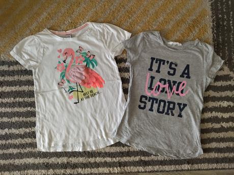 Tričká plameniak a nápis 146/152, h&m,146