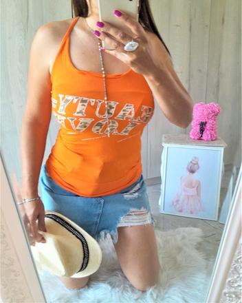 Oranžový predĺžený top-s, s