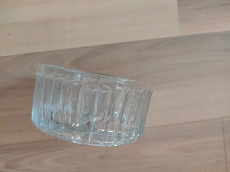 Retro sklenená soľnička s 3 priečinkami, 50. roky,