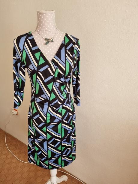 Čierno-zeleno-modro biele elast.šaty orsay 38, orsay,38