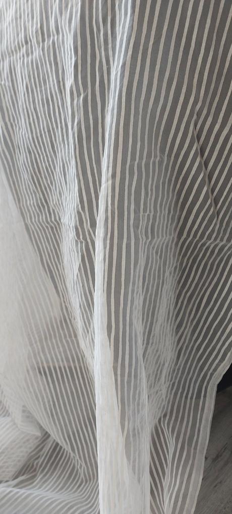 Dlhé biele pásikavé záclony (2ks),