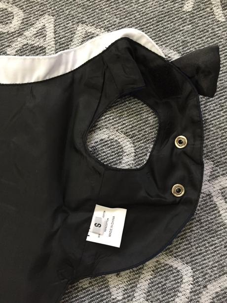 Pes, sviatocne oblecenie s motylikom s,