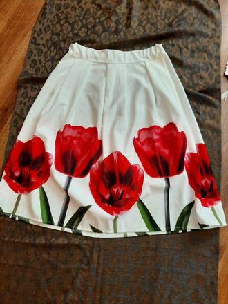 Midi sukňa s kvetmi, xs