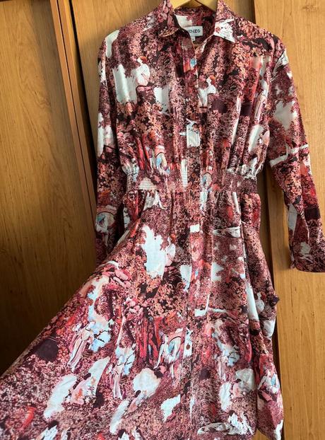 Kenzo hodvábne košelové šaty, s