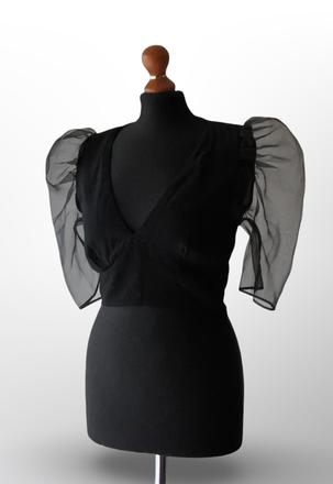 Čierny organzový crop top / blúzka zn.bershka, bershka,m