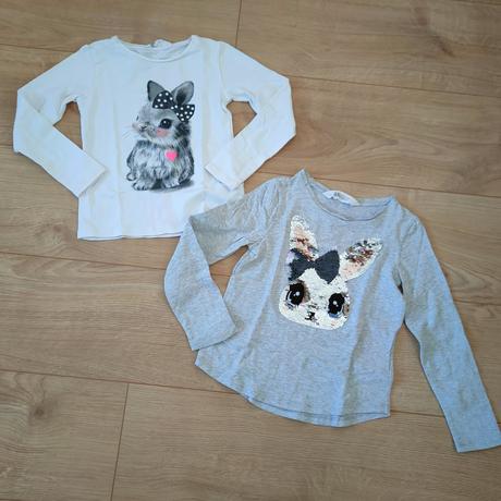 Tričká so zajačikom z flitrov h&m, veľ. 110/116, h&m,116