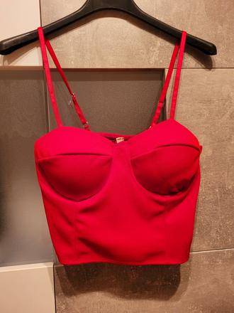 Červený crop top, xs