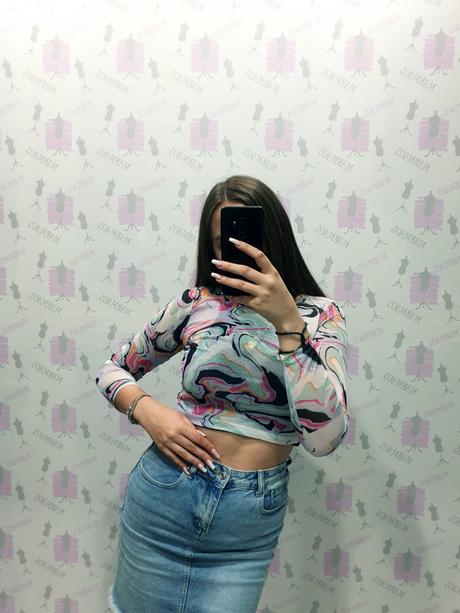 Priesvitný crop top s, s