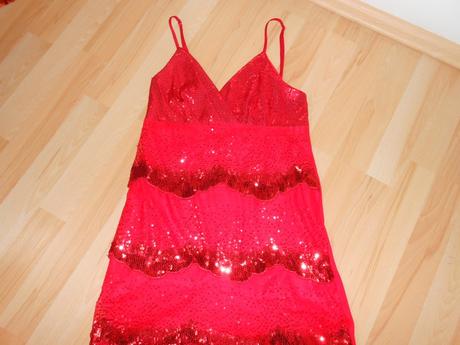 Červený trblietavý top, s