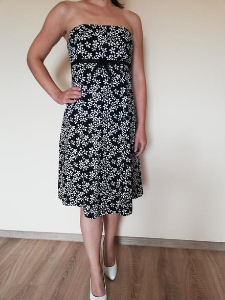 Čierno-biele šaty s kvetinovým vzorom, f&f,38