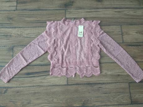 Ružový krajkový top, s