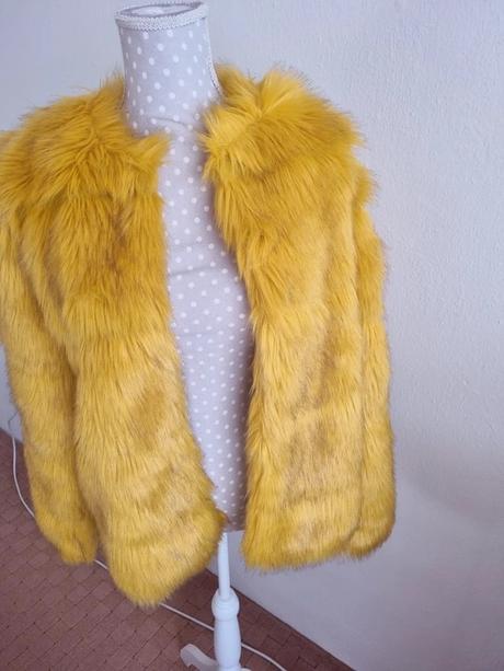 Žltý umelý kožuštek bershka veľ. m, bershka,m
