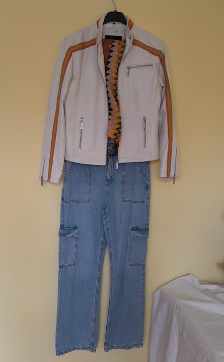 Biela kožená bunda, l