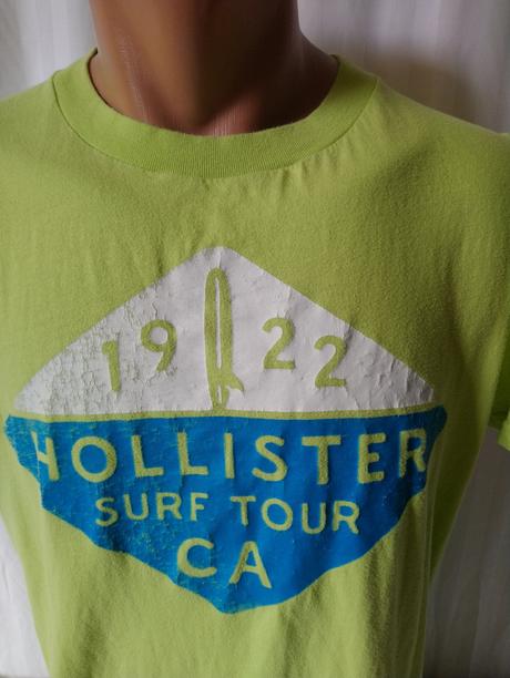 Pánske zelené tričko s potlačou, hollister, hollister,m