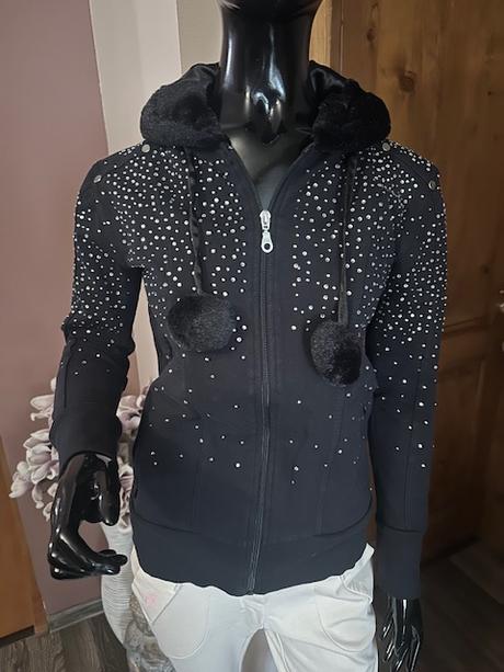 Mikina s kryštálmi a s hodvábnou kapucňou uncs, m