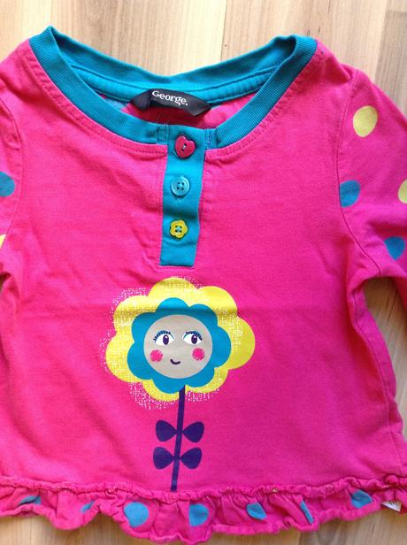 Ružové tricko s kvetinkou, 9-12m, george,80